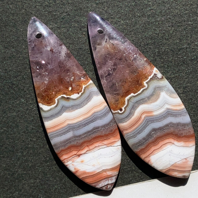 アメジストレースアゲート・ペア[324] ルース／天然石／カボション