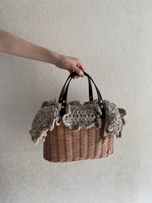 1点在庫あり】手編みの籐かごバッグ/Megg Bag panier/パニエクロシェ