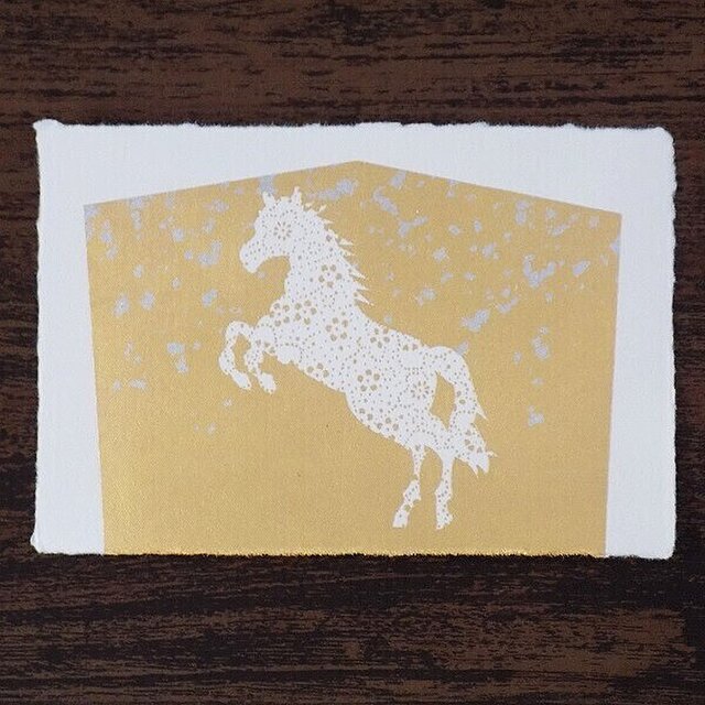 和紙製 純金箔押し ポストカード 干支「午」 2026年 お正月 縁起物