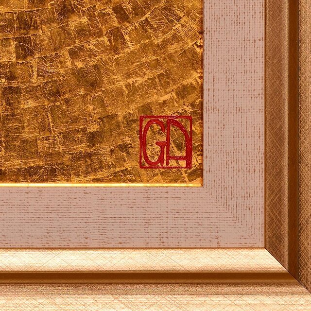 石川県金沢産24K純金箔使用○『太陽』○がんどうあつし絵画油絵膠