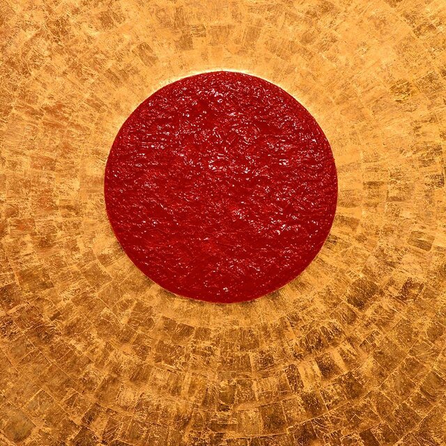 石川県金沢産24K純金箔使用○『太陽』○がんどうあつし絵画油絵膠