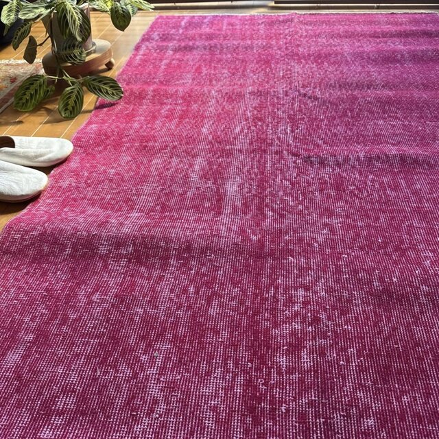 レア106×205ビビッドピンクオーバーダイ ワンカラー トルコ