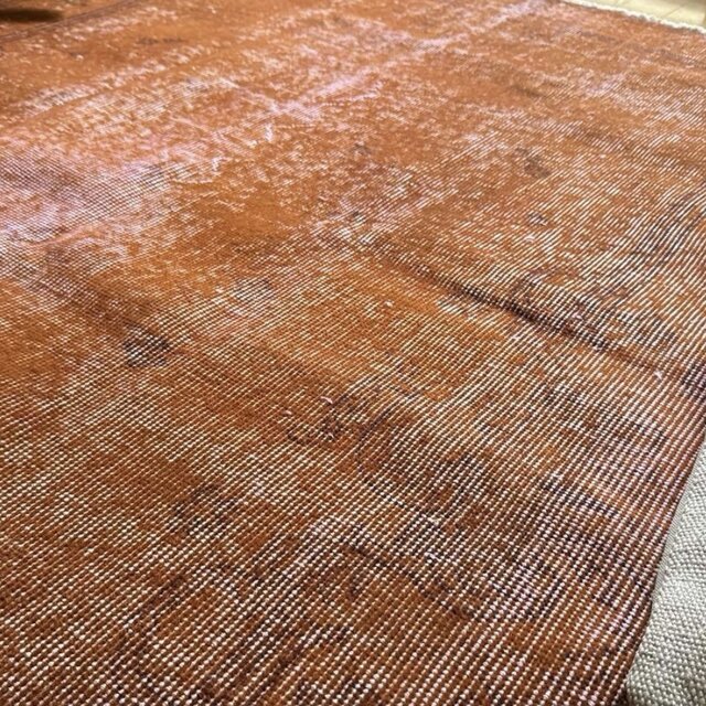 115×212 オレンジピンクブラウン オーバーダイ トルコヴィンテージラグ