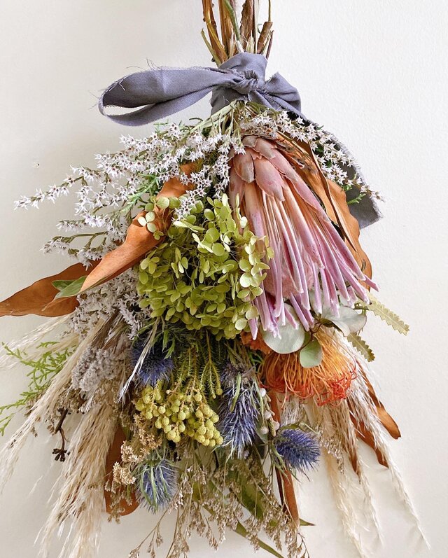 ドライフラワー ネイティブフラワー プロテア スワッグ ブーケ | iichi