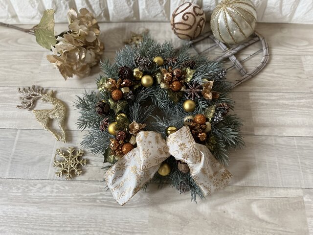 2022クリスマス ゴールドクリスマスリース クリスマス クリスマス