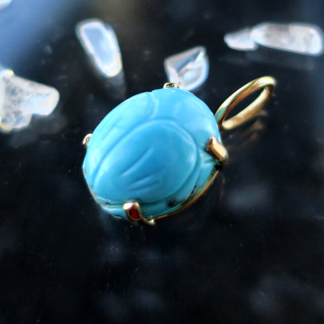 イラン産ターコイズK14【エジプト・スカラベ】ペンダント・ネックレス