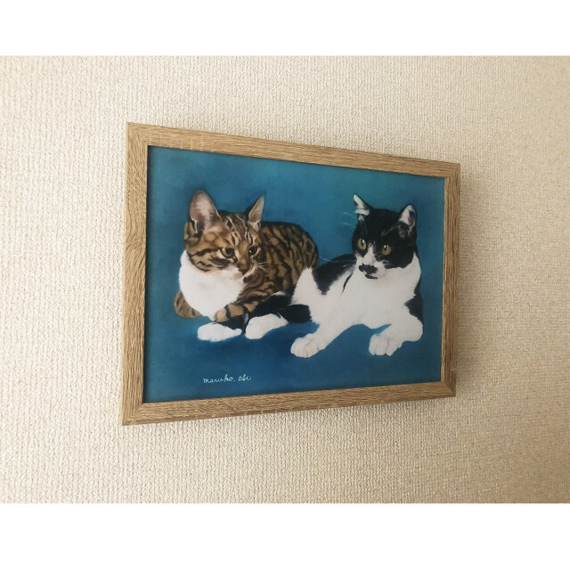 猫イラスト 「青い猫」（複製画） | iichi 日々の暮らしを心地よくする