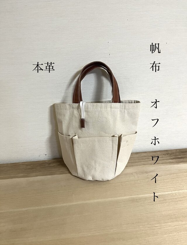 バケツ型巾着バッグ トラッド⌘ガーリー 帆布 3ポケットが便利♡ 巾着