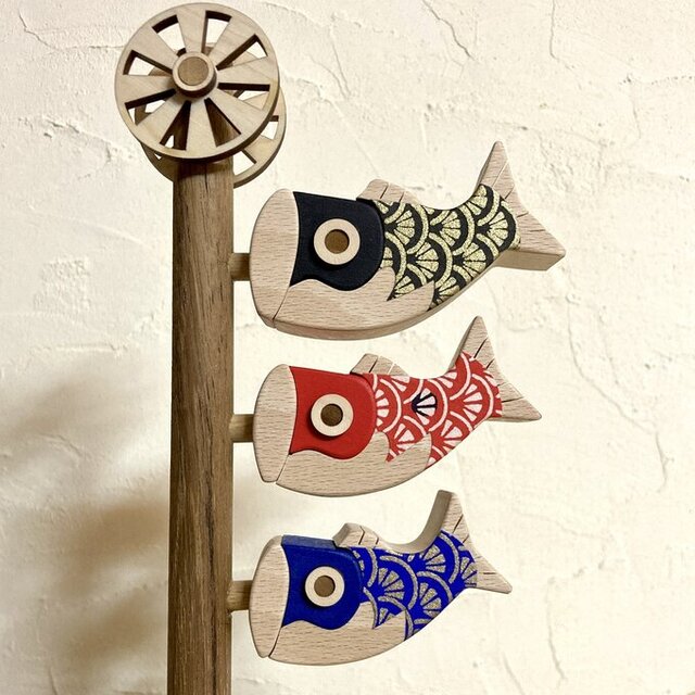 こどもの日】木と和紙の五月人形3点セット（鯉のぼり・兜・金太郎