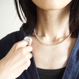 淡水パール×シルバーボール・ロングネックレス n1659 silver925 カレン