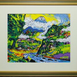 光の軌跡」(NO.2518) 6号F キャンバスにアクリル絵の具 仮縁付き 送料