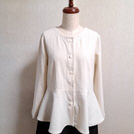 ピンタックブラウス リネンブラウス スタンドカラー ホワイト 白 麻