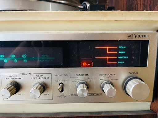 Victor 4チャンネルステレオ レコードプレーヤー付き 昭和レトロ家具調