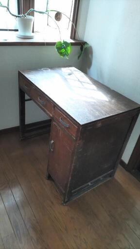 昭和レトロ 古家具 木製 片袖 書斎机 勉強机 文机 古道具古民家 ワーク