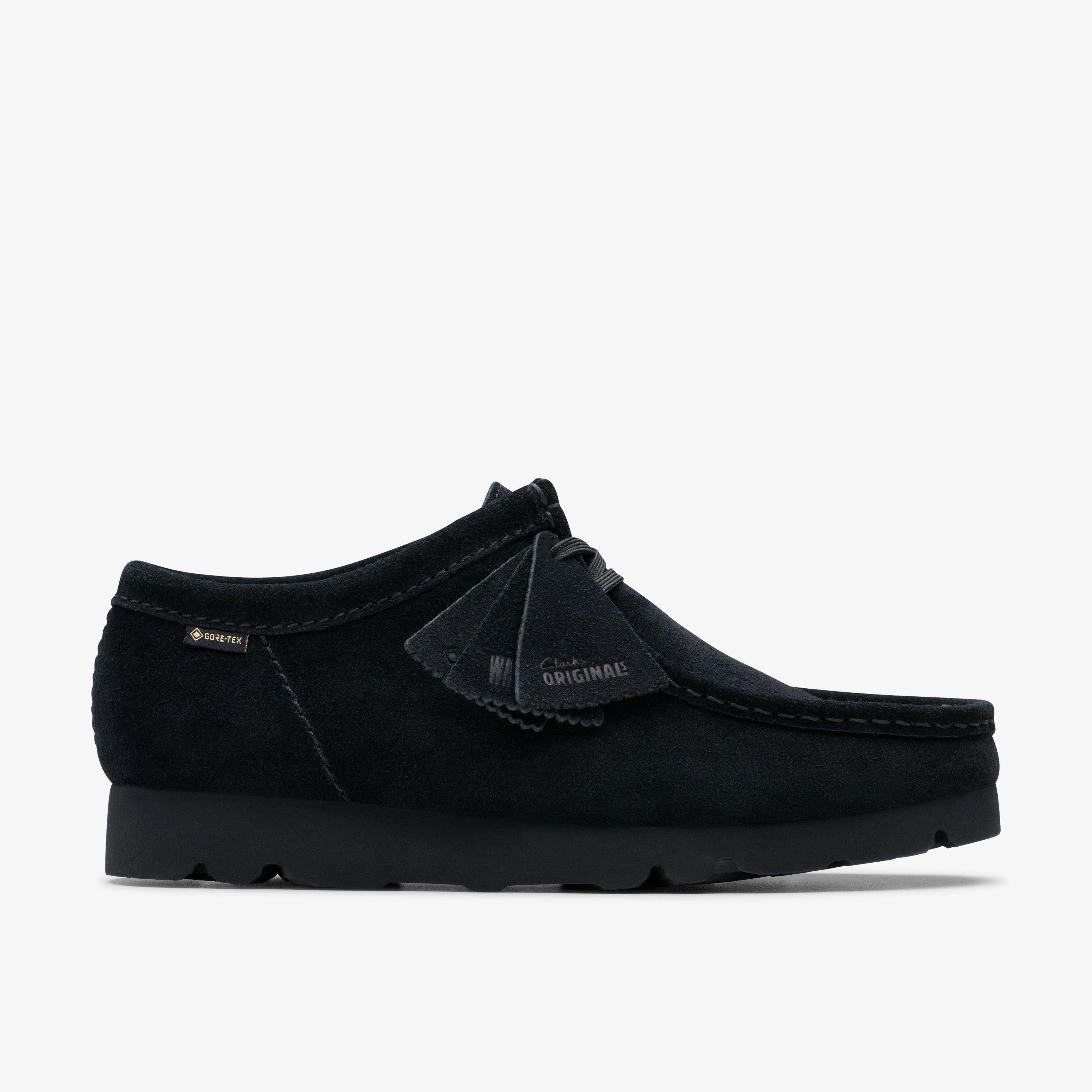 Mens Wallabee GORE-TEX Black Suede Wallabee Lace Up Shoes | Clarks