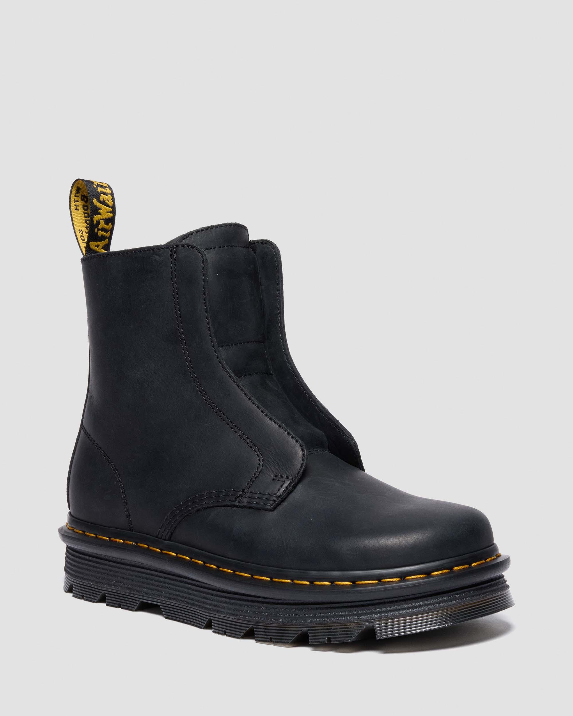 Zebzag Laceless Slip On Leather Boots in Black | Dr. Martens