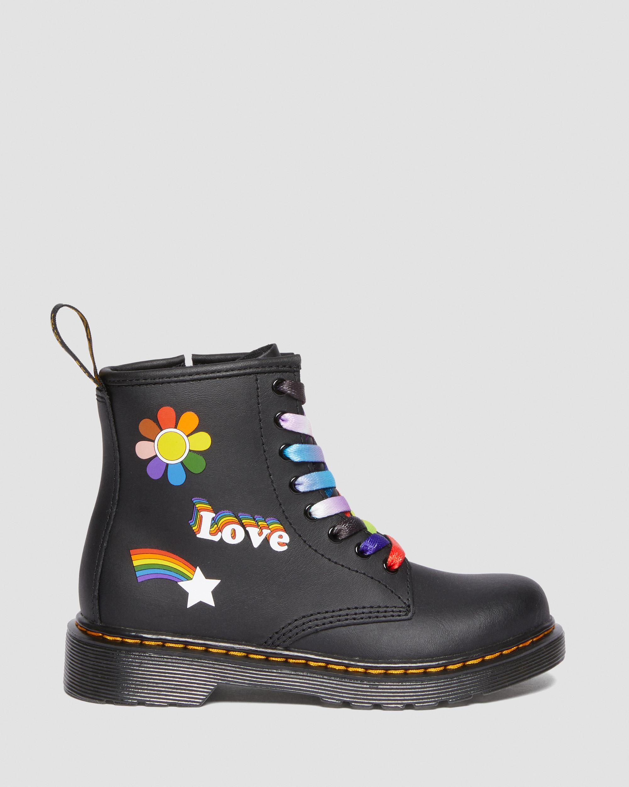 Junior 1460 For Pride Leather Lace Up Boots in Black | Dr. Martens