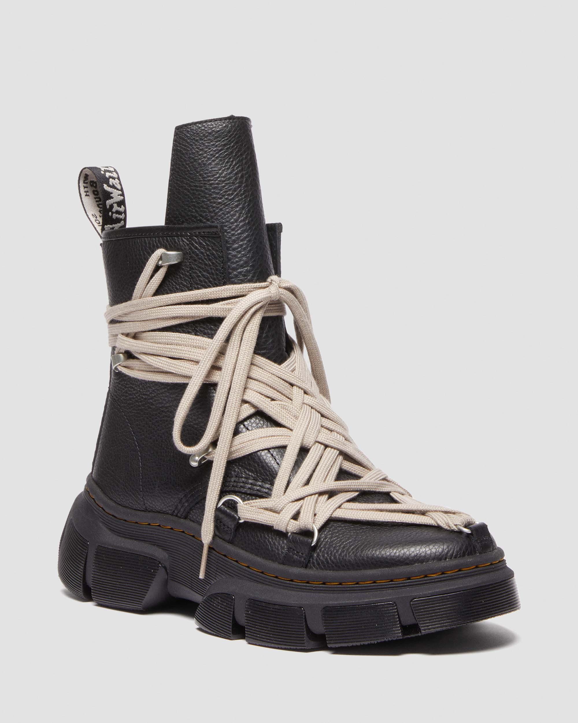 1460 Rick Owens DMXL Megalace Leather Lace Up Boots in Black | Dr