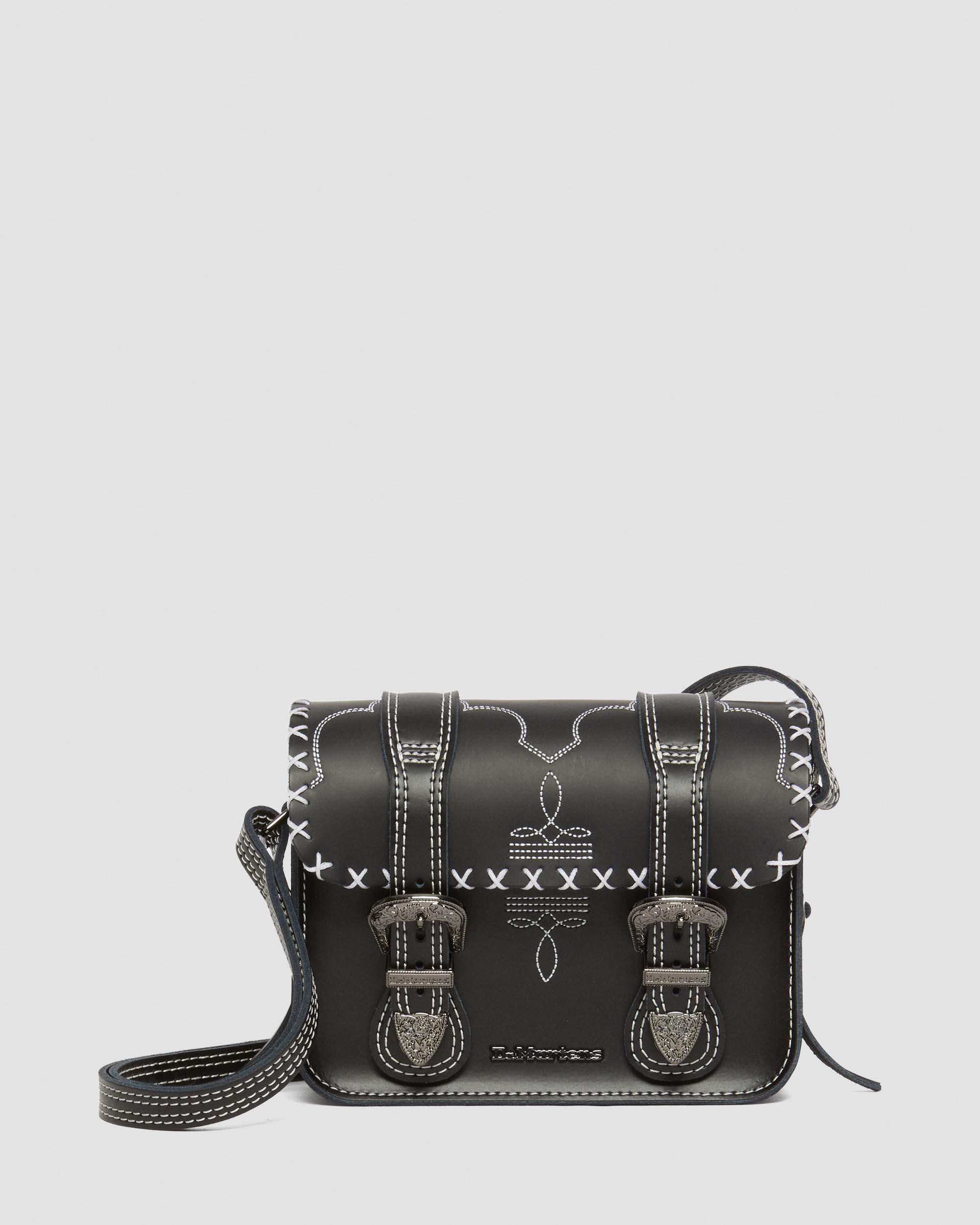 7 INCH CONTRAST STITCH LEATHER CROSSBODY BAG in Black | Dr. Martens