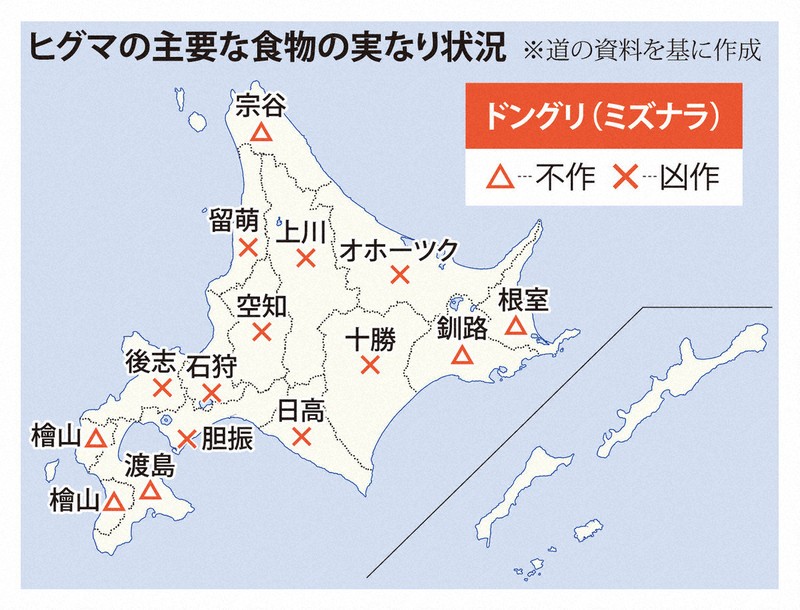 ヒグマの主なエサ、広範囲で不作、凶作 人里への出没増えるか | 毎日新聞