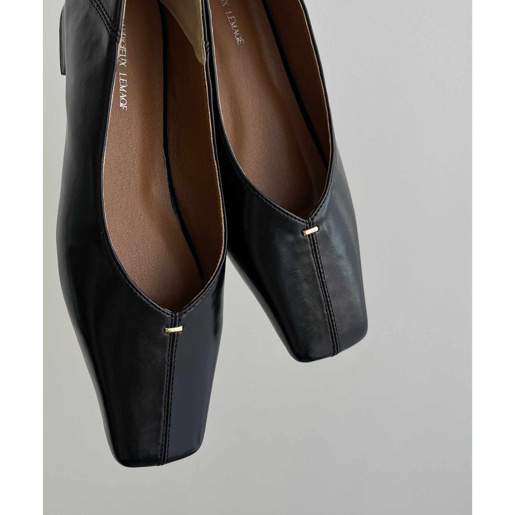 大人の定番パンプス】スクエアステッチフラットシューズ