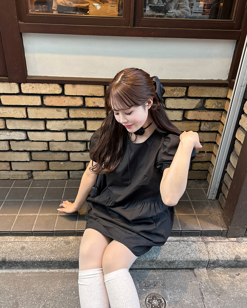 バックストリングパフスリーブミニワンピース | ファッション通販