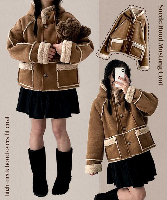 スエードボアポケットフード付きムートンコート | ファッション通販