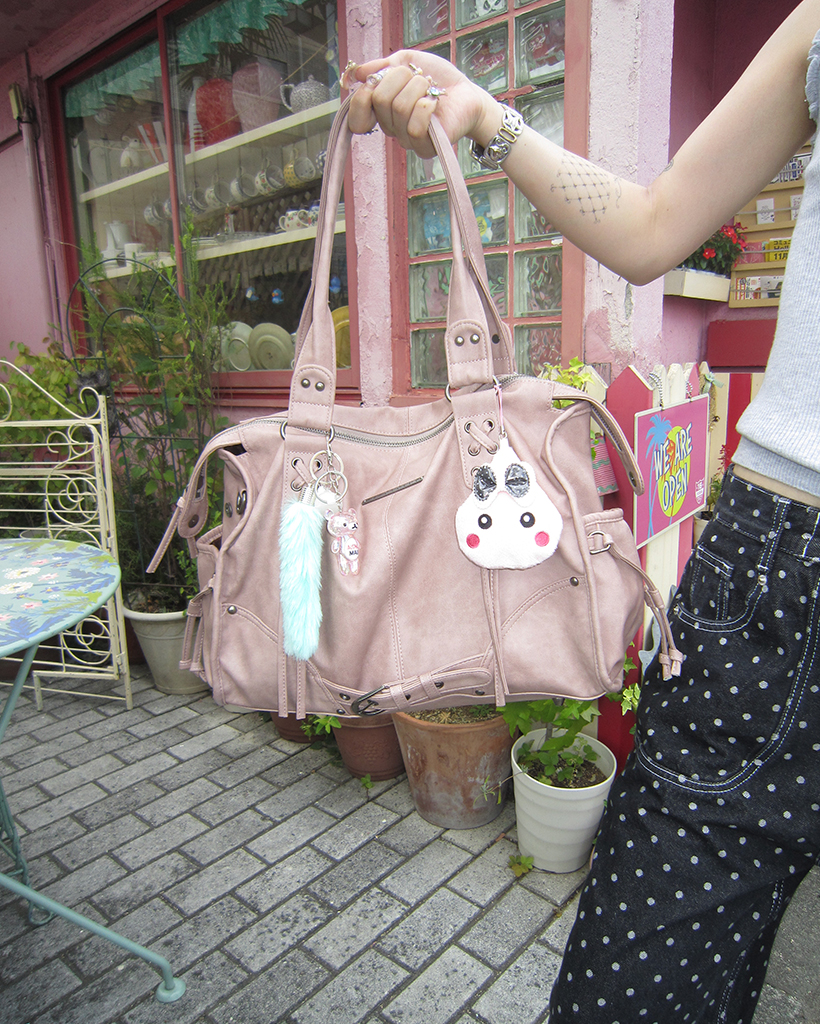Fancy Club X haku] Belted Washing Leather Bag (Baby Pink) F25QE990