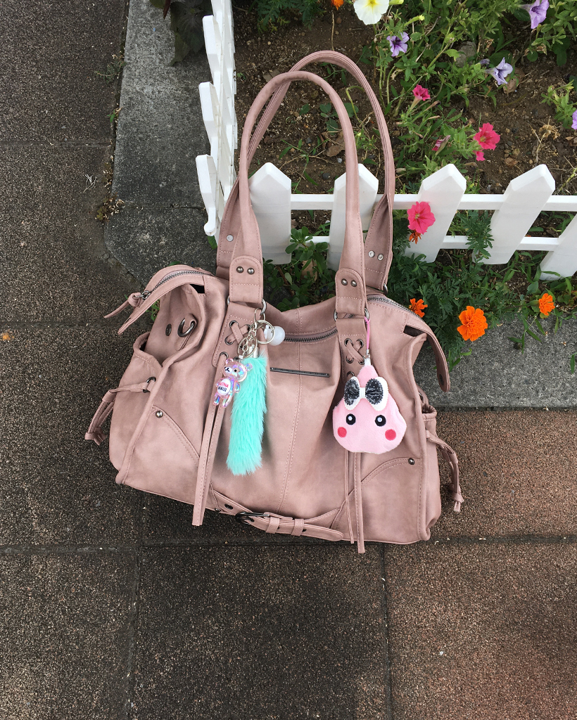 Fancy Club X haku] Belted Washing Leather Bag (Baby Pink) F25QE990