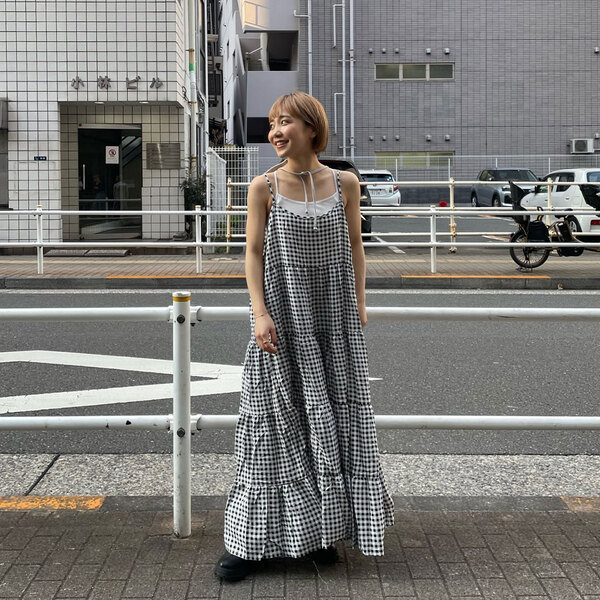 ギンガムチェックノースリーブワンピース | ファッション通販サイト NUGU