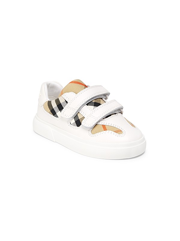 Burberry Baby's Noah Check Cotton & Leather Sneakers | Saks Fifth