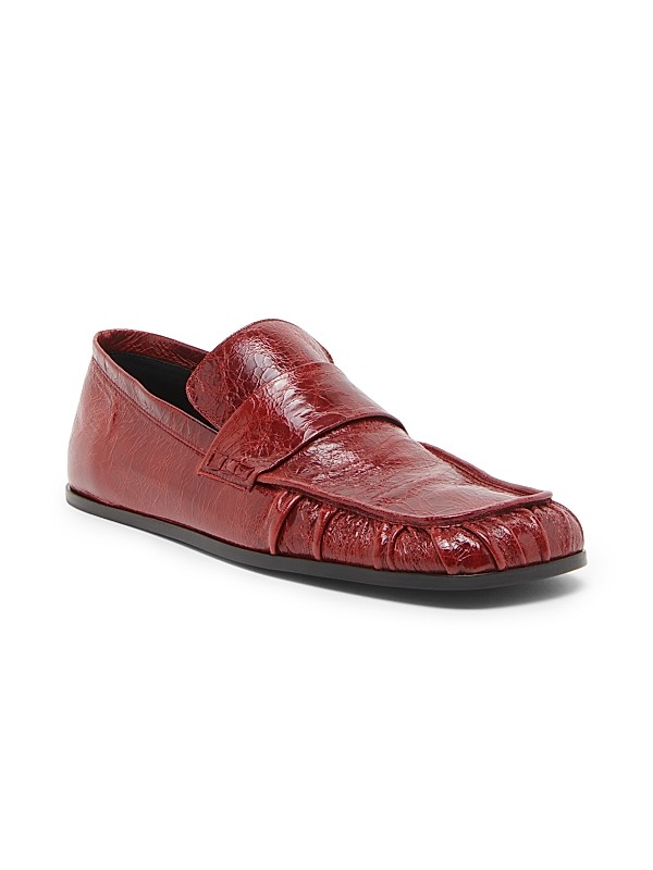 Jil Sander Crinkled Patent Leather Square-Toe Loafers | Saks Fifth