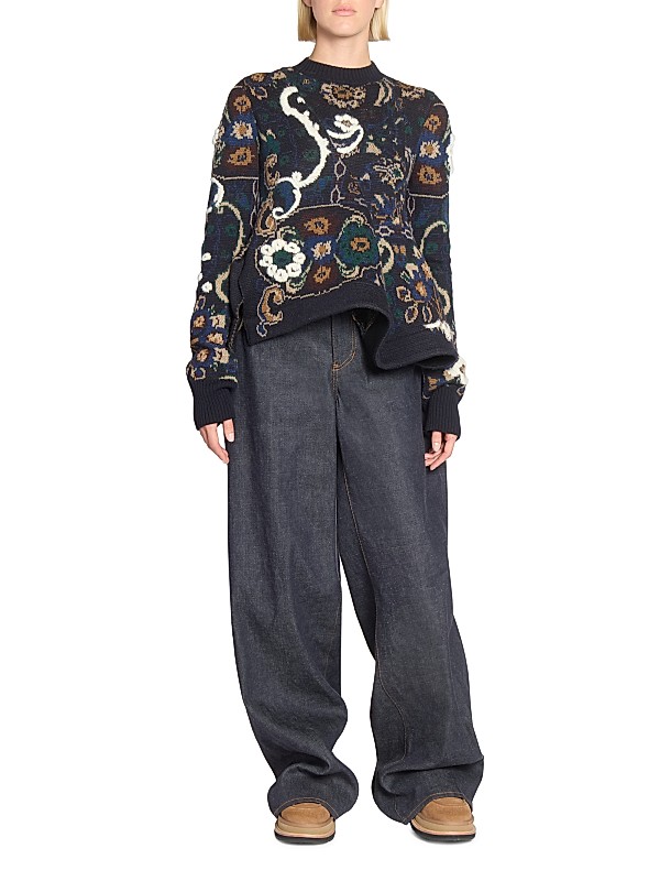 Sacai ​Floral Jacquard Knit Asymmetrical Sweater | Saks Fifth Avenue