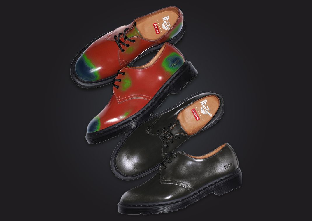 The Supreme x Dr. Martens 1461 3-Eye Shoe Wear Away Pack Releases