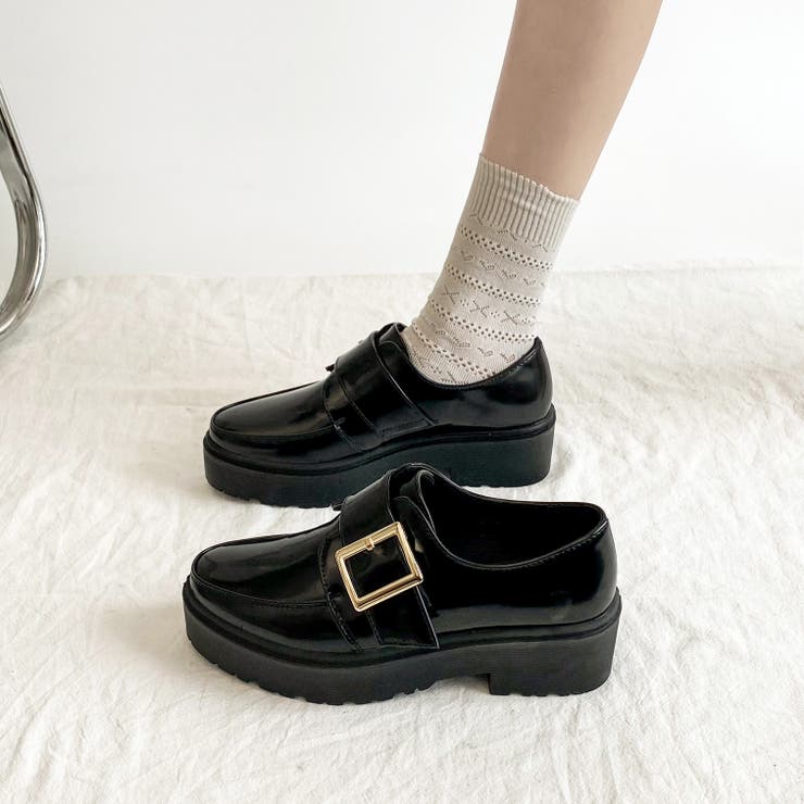 軽量厚底 マニッシュ ワンベルトバックル ローファー 1978[品番