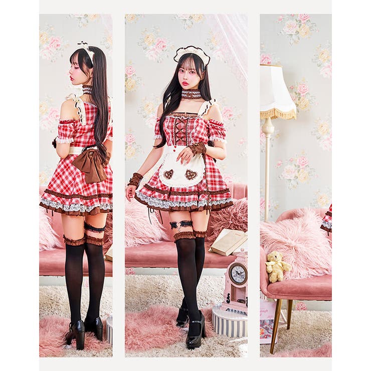 チョコレートチャンクチェックメイド《バレンタインコスプレ8点セット