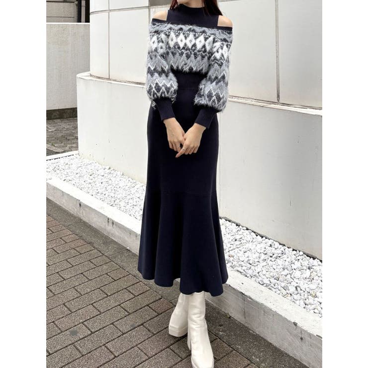 ノルディックジャカードドッキングニットワンピース[品番：MKSW0062207