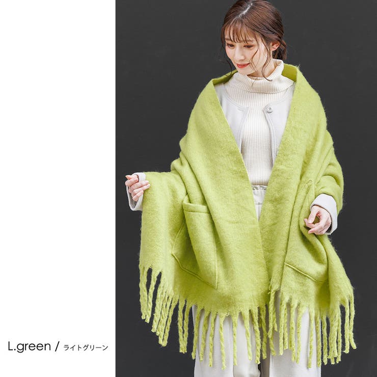 ポケ付ブランケットストール 大判 マフラー[品番：MADW0004152]｜mili