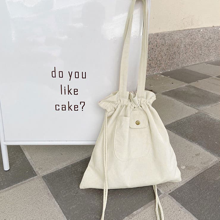 キャンバス 巾着バッグ韓国 トートバッグ[品番：II000008404