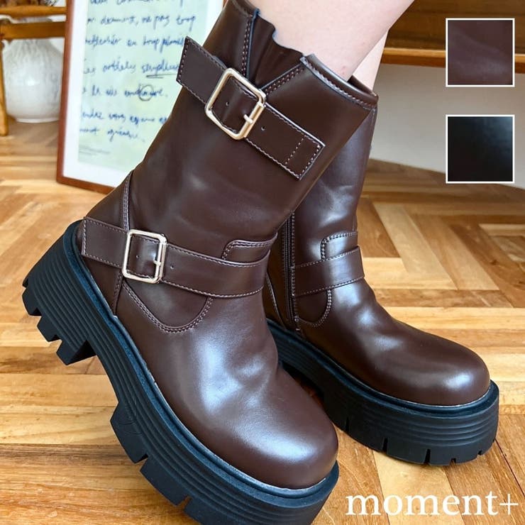 ダブルベルトバイカーブーツ[品番：ERMW0004195]｜moment+（モーメント