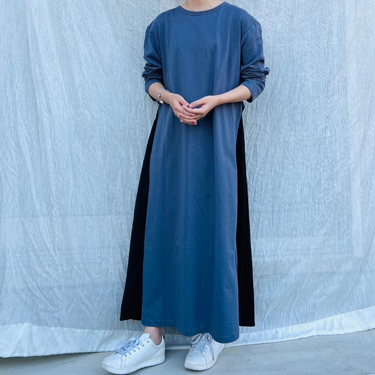 長袖バックプリーツワンピース フレンチスリーブ バックプリーツ[品番