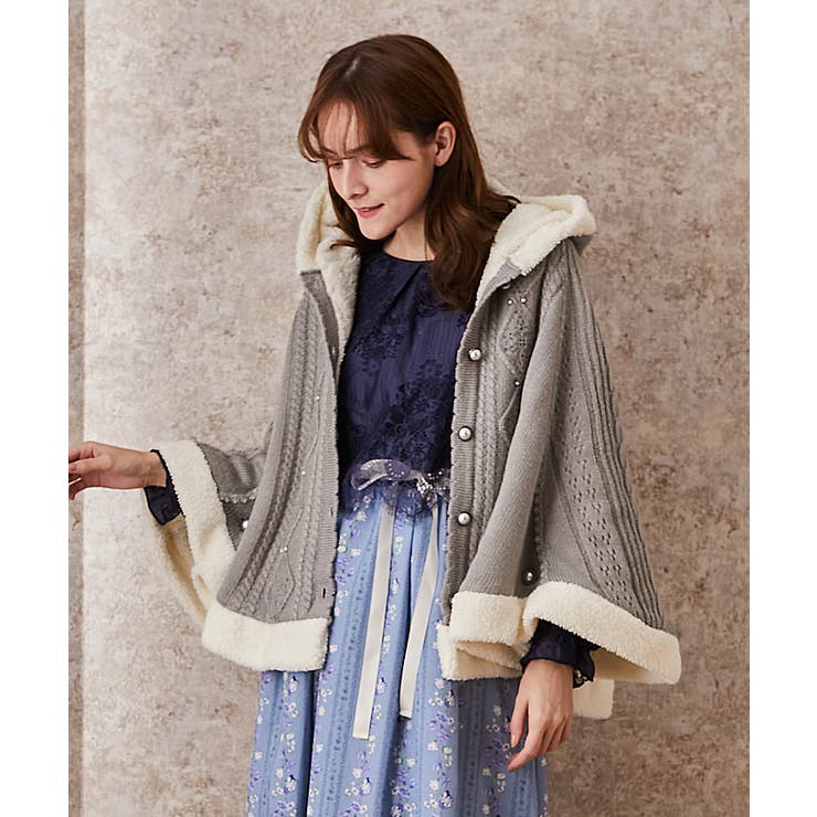 裏ボアニットポンチョ[品番：IGAW0001032]｜axes femme（アクシーズ