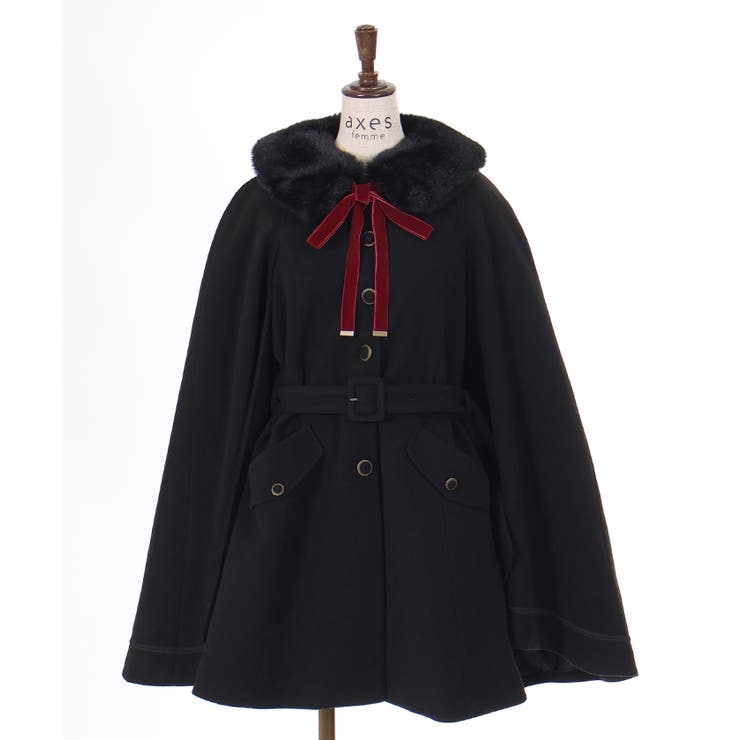 ファー襟付ケープコート[品番：IGAW0005595]｜axes femme（アクシーズ
