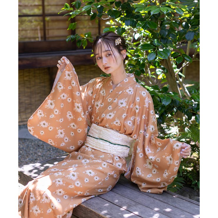 3点セット ひまわり柄セパレート2WAY浴衣セット[品番：ADEW0004456