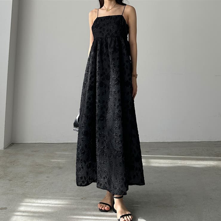 Louere ふくれジャガードフレアキャミワンピース[品番：AMTW0010374