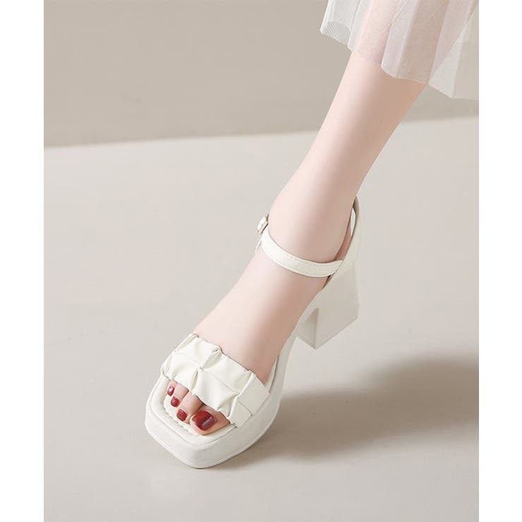 チャンキーヒールサンダル 厚底サンダル夏[品番：AGCW0005643