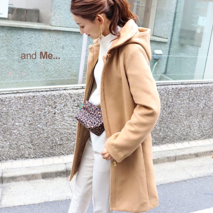 フード付き ウール ロングコート[品番：AZ000002130]｜andme