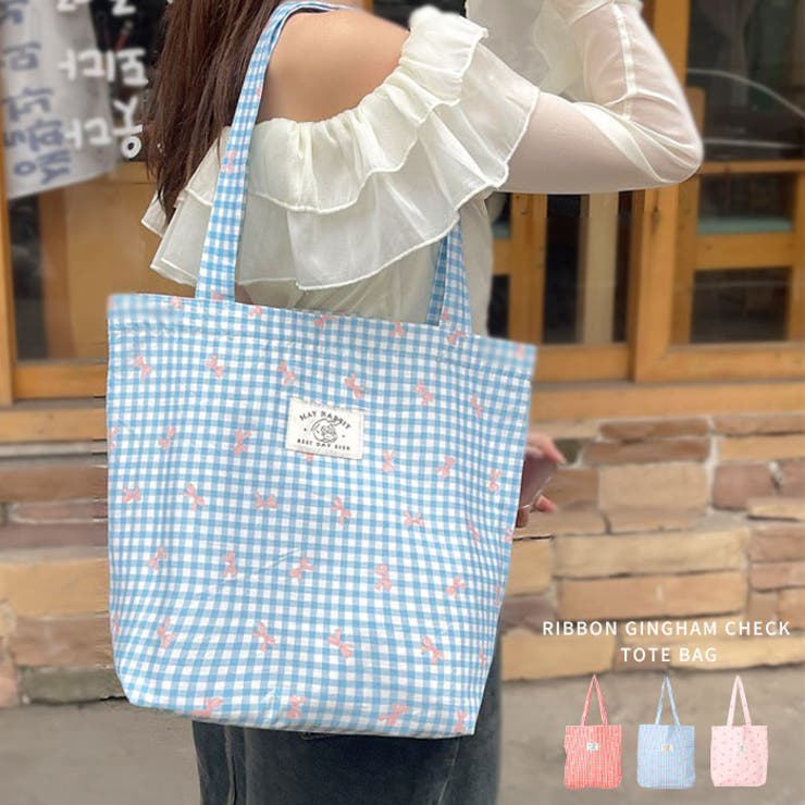 リボンギンガムチェックトートバッグ[品番：OUTW0000054]｜Outfitter