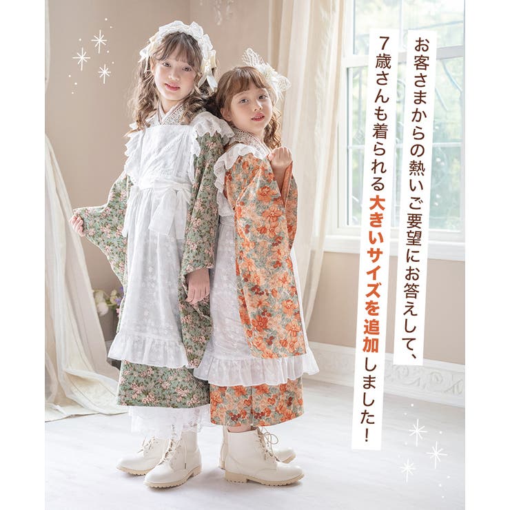 後ろファスナーで着る！ アンティークエプロンワンピース 七五三[品番