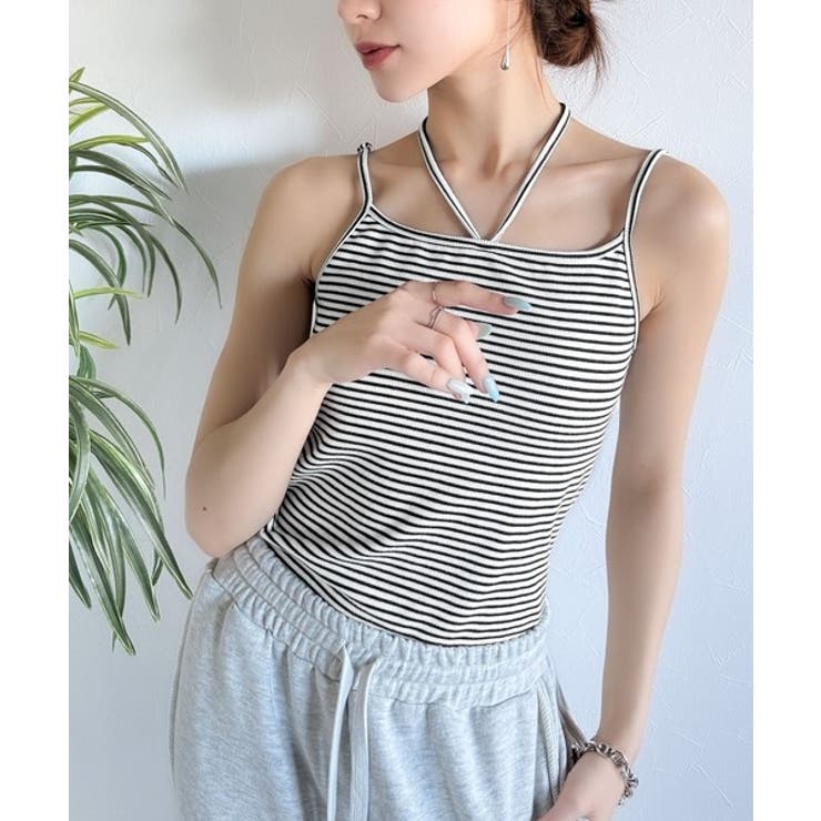 mily bilet】オールシーズンの必需品！カップ付きホルターネック風